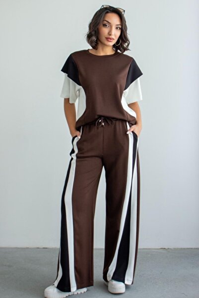 Ded COLLECTION Γυναικείο Σετ με Χαλαρό Μπλουζάκι Color-Blocked και Ψηλόμεσο Φ...