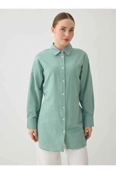 Benin Cămașă de bază cu curea, 100% bumbac - Verde apă -