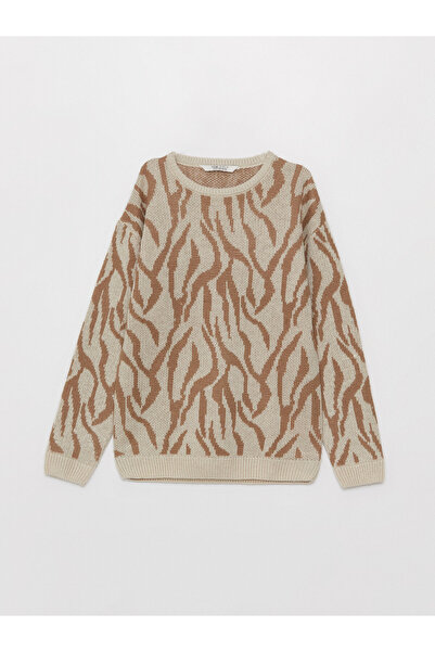LC Waikiki Crew Neck Patterned Long Sleeve Girls' Knitwear Sweater