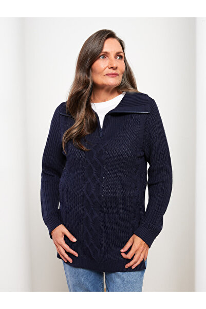 LC Waikiki Polo Neck Self Patterned Long Sleeve Women's Tricot Sweater