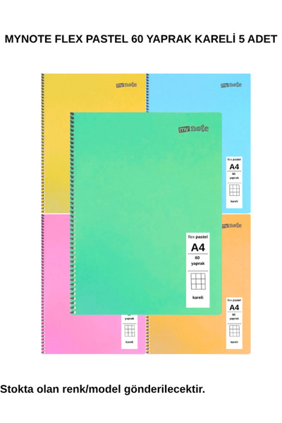 Mynote FLEX Παστέλ Σημειωματάριο Α4 60 Φύλλα Καρό 5 Τεμάχια