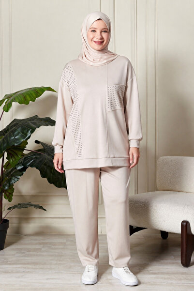 Ferace Women's Hijab Set with Stones, Large Size