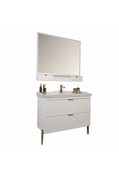 kobos Noble 100 cm Banyo Dolabı Seti Bianco