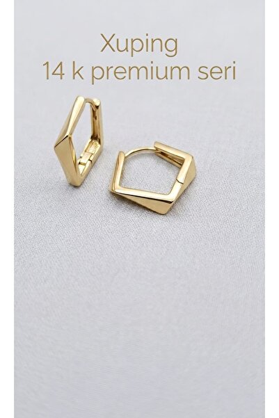 AG LUNERA Xuping Premium Seri 14 Ayar Altın Kaplama Geometrik Prizma Küpe