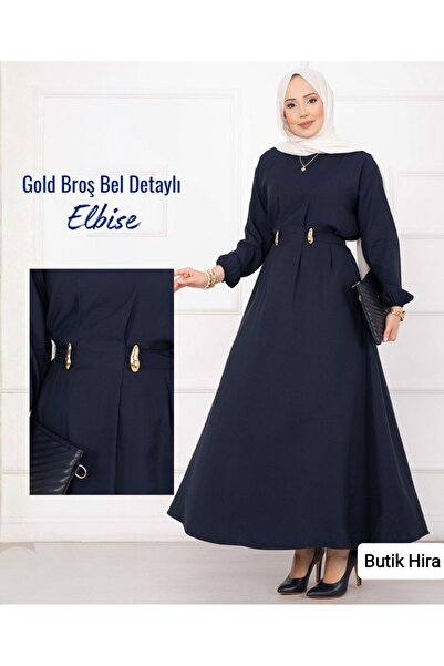 butik hira Φόρεμα Τεσσεττούρ από ύφασμα Modal με δέσιμο στη μέση