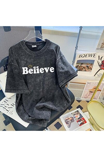 ZEMLİYA Βίντατζ πλυμένο μπλουζάκι oversized