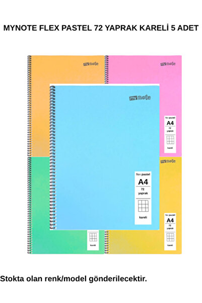 Mynote FLEX Παστέλ Σημειωματάριο Α4 72 Φύλλα Καρό 5 Τεμάχια
