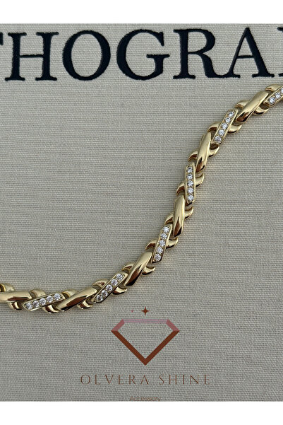 olvera shine 14k xUPİNG VİP Sonsuzluk Model Gold Bileklik/17+2 cm