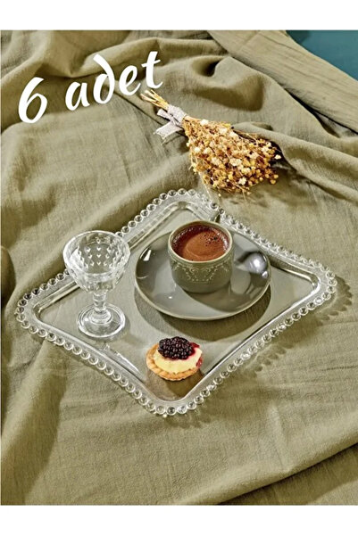 Motto Kitchen 6 Adet Dekoratif Kahve Sunum Tepsisi Mika Kristal Tepsi