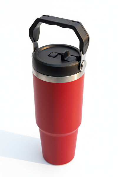VİBEFLASK 900 ml 304 Paslanmaz Çelik Termos - Siyah Pipetli ve Kapaklı Mug