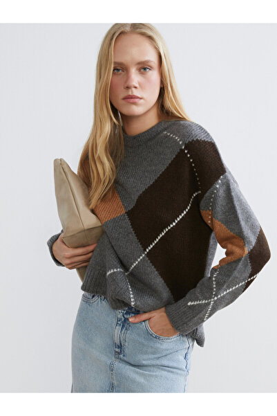 LC Waikiki Argyle Pattern Women's Knit Sweater