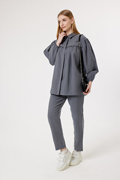 Suede Style 6192 - طقم قميص نسائي أنيق ومريح من قماش مودال ناعم محبوك