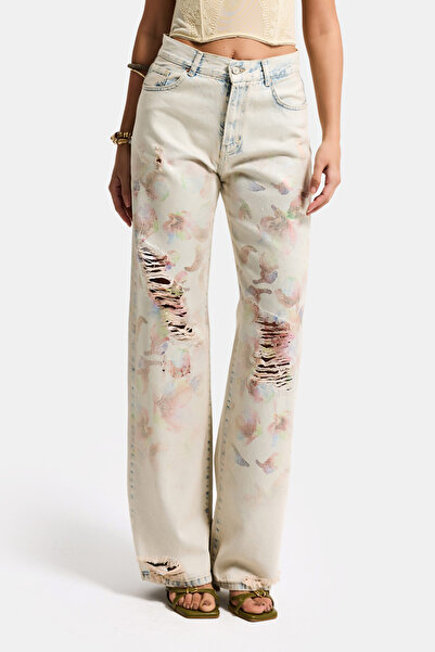 it's basic Γυναικείο τζιν παντελόνι T.Kot Color 12s6-99 Loose Fit με σκισίματ...