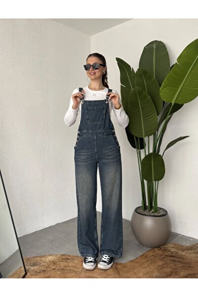 DAĞON'S Salopet with Front Pockets and Straps - Denim Overalls