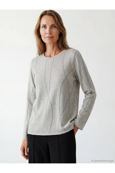 LC Waikiki Crew Neck Patterned Women's Knitted Sweater