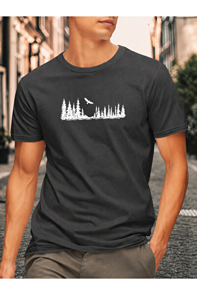 By Layina Forest Landscape Printed Men's Oversize T-Shirt / T-Shirt