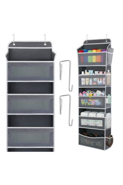 Ruhhy Κρεμαστός οργανωτής πόρτας, 5 ράφια, 5 πλαϊνές τσέπες, υφασμάτινο υλικό...