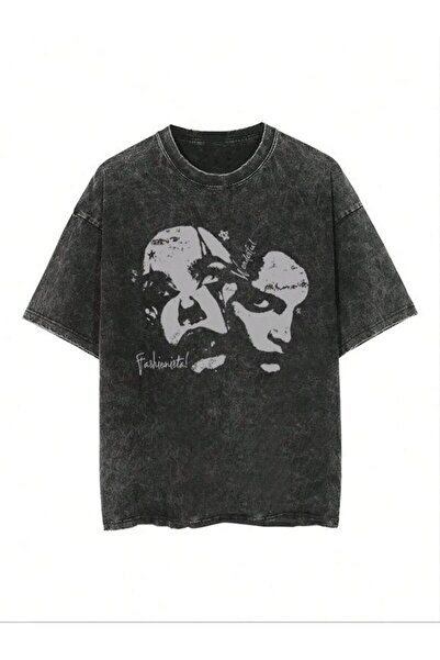 ZEMLİYA Βίντατζ πλυμένο μπλουζάκι oversized