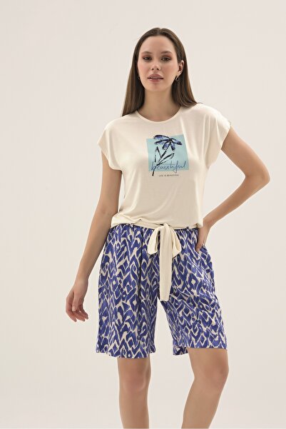 GİZZEY 21590 Women's Printed Shorts Set