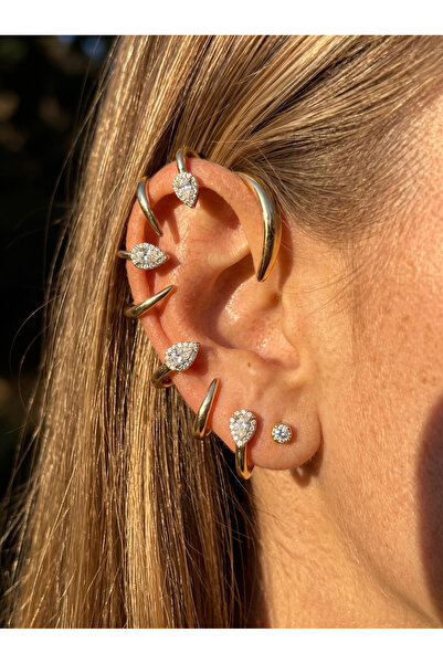 LC JEWELRY ClSkel Model Kalpli Taşlı Kıkırdak Küpe