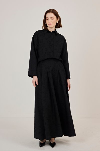 fushya design Pilikaşeli Etek Gömlek Takım