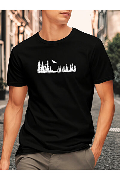 By Layina Forest Landscape Printed Men's Oversize T-Shirt / T-Shirt