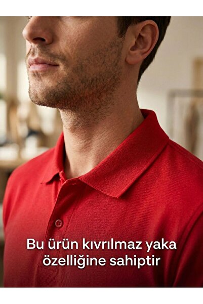 MODA %100 Pamuk Polo Kıvrılmaz Yaka Okul T-Shirt Nefes Alan Kumaş