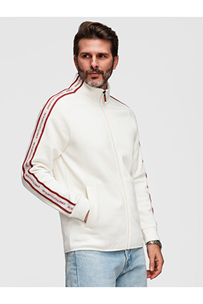 OMBRE Unisex Φούτερ Αθλητικό B1715 - Άνετο, Μοντέρνο Λευκό