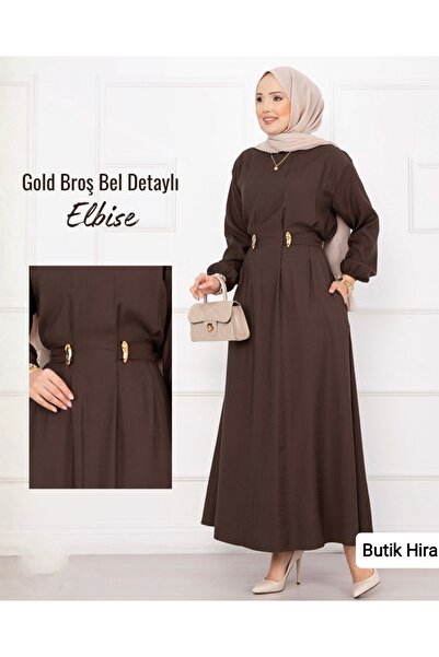 butik hira Φόρεμα Τεσσεττούρ από ύφασμα Modal με δέσιμο στη μέση