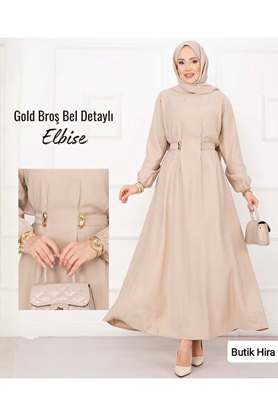 butik hira Φόρεμα Τεσσεττούρ από ύφασμα Modal με δέσιμο στη μέση