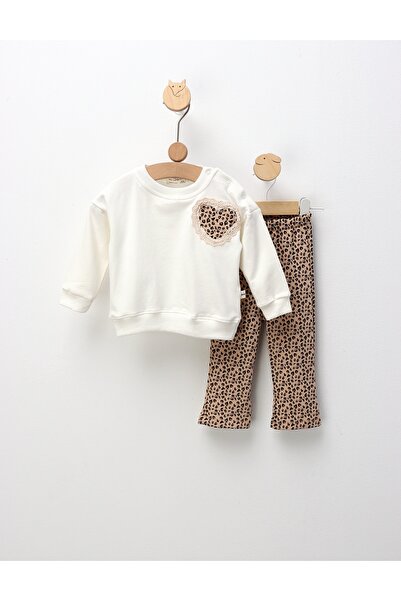 MiniKids Σύνολο Σοφία με λεοπάρ σχέδιο, λευκό-μπεζ