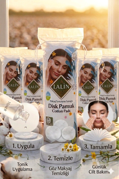 hahline herşey 5*70 Adet Makyaj Temizleme Pedi, Disk Pamuk, Yuvarlak Premium Kalite Yüz Silme Makyaj Çıkarma Pamuğu