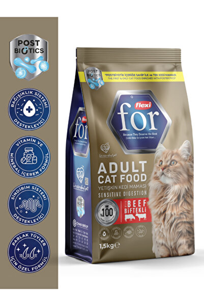 Flexi For Postbiyotikli Dengeli Formül Biftekli Yetişkin Kedi Kuru Maması - 1...