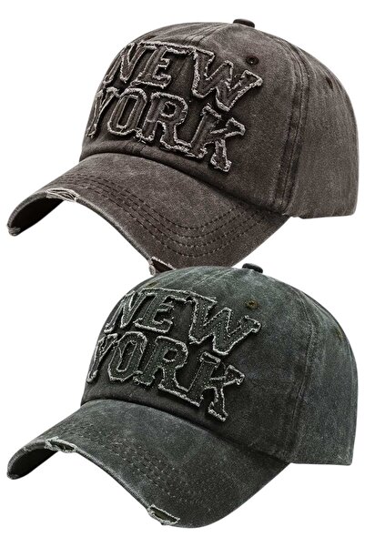 Uniquetrenders Set de 2 șepci de baseball unisex, cu broderie New York, regla...