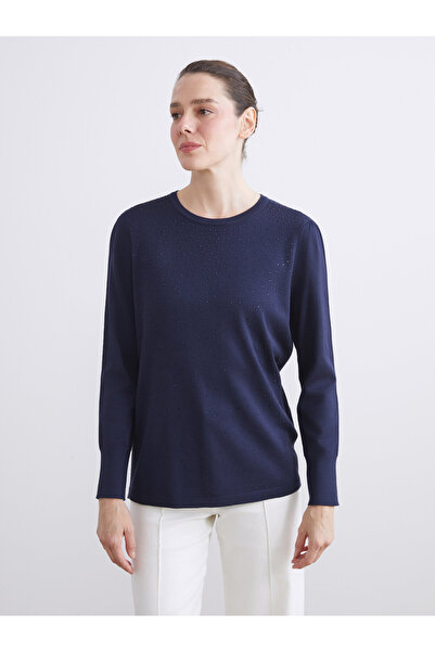 LC Waikiki Crew Neck Rhinestone Embellished Women's Knit Sweater