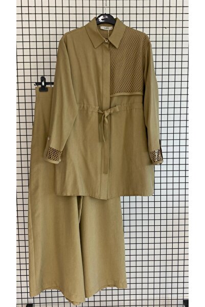 Armine Trend File Λεπτομερές λινό ύφασμα με κορδόνια, ολόσωμο καλοκαιρινό σετ...