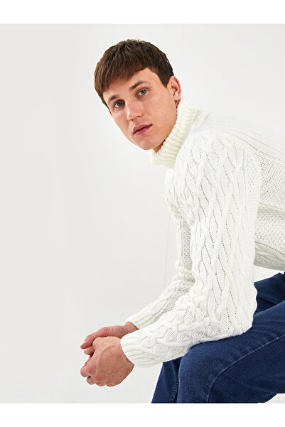 LC Waikiki Turtleneck Long Sleeve Self Patterned Men's Tricot Sweater