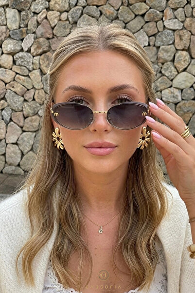 Eyesofia Jeweled Women's Ellipse Black Gold Framed Ultra Light Uv400 Filtered...