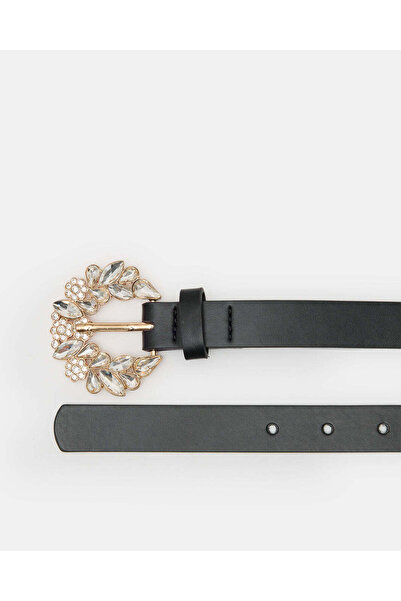 REDTAG Women Black Embellished Buckle Belt