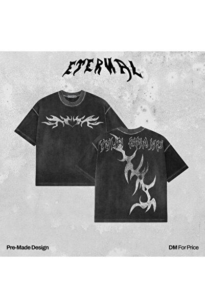 PENTHİLUS Βίντατζ πλυμένο μπλουζάκι oversized