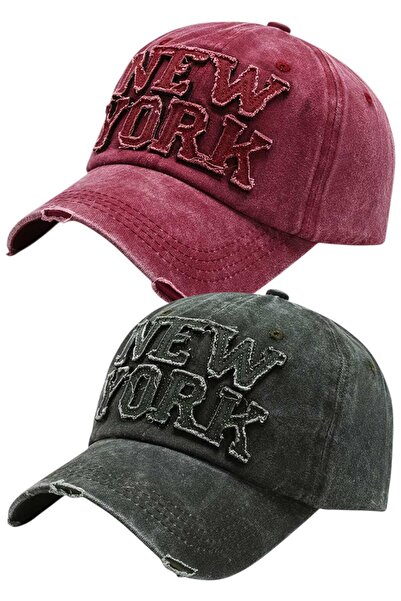 Uniquetrenders Set de 2 șepci de baseball unisex, cu broderie New York, regla...