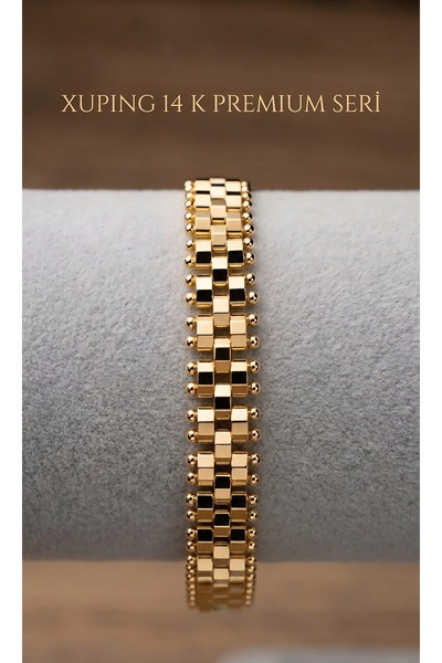 Xuping 14K Altın Kaplama Premium Seri Saat Kordonu Tasarım Bileklik