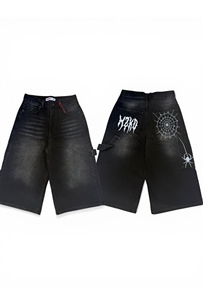 Weekeep Y2K Λεπτομέρεια Κεντήματος Unisex Τζιν Σορτς Βερμούδα