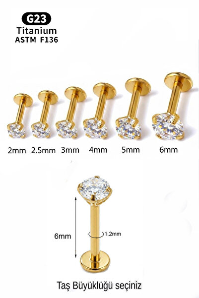 NARKİSSOS Titanyum Zirkon Taşlı Piercing,6 mm Bar uzunluğu,Tragus,Helix,Kulak...