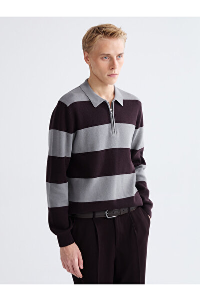 LC Waikiki Polo Neck Striped Men's Knitwear Sweater