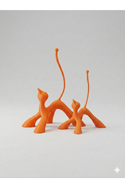 AKT Dekoratif Kedi Figürlü Biblo 2'li Set / 20-15 cm - Kedili Obje ve Biblo -...