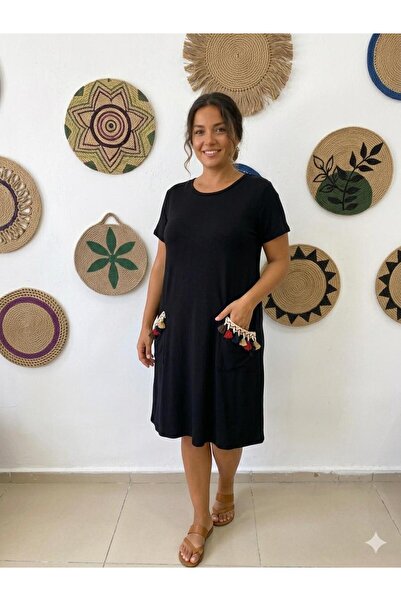 MONAMORE Γυναικείο φόρεμα από χτενισμένο βαμβάκι με τσέπες σε μεγάλο μέγεθος ...