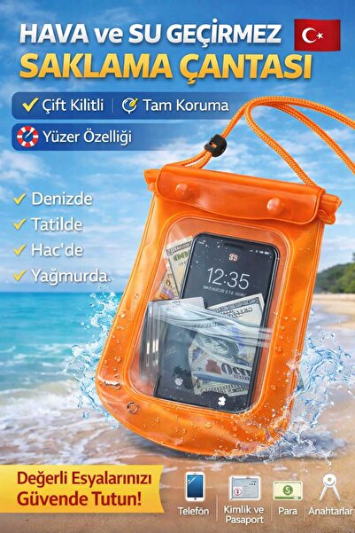 ASG HAVA VE SU GEÇİRMEZ GÜVENLİ SAKLAMA ÇANTASI ✔ Deniz, havuz ve plajda ✔ Ya...