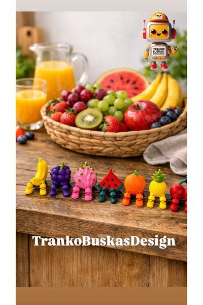 TRANKOBUSKAS DESIGNER Hareketli Meyve Figürleri - Eğlenceli Masaüstü Dekor Sü...