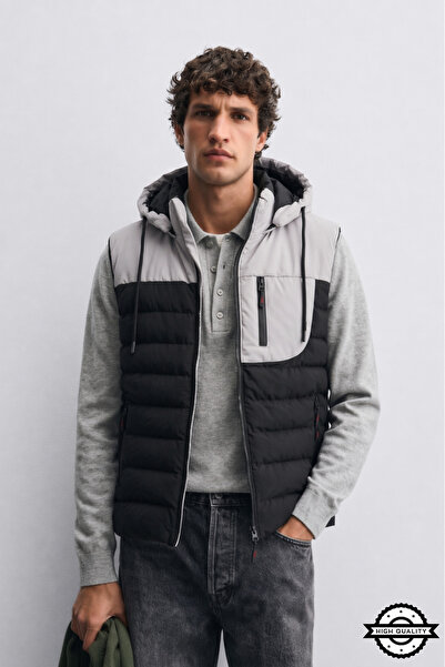 KOCCİ BUTİK New season comfortable fit detachable hooded stand collar water a...